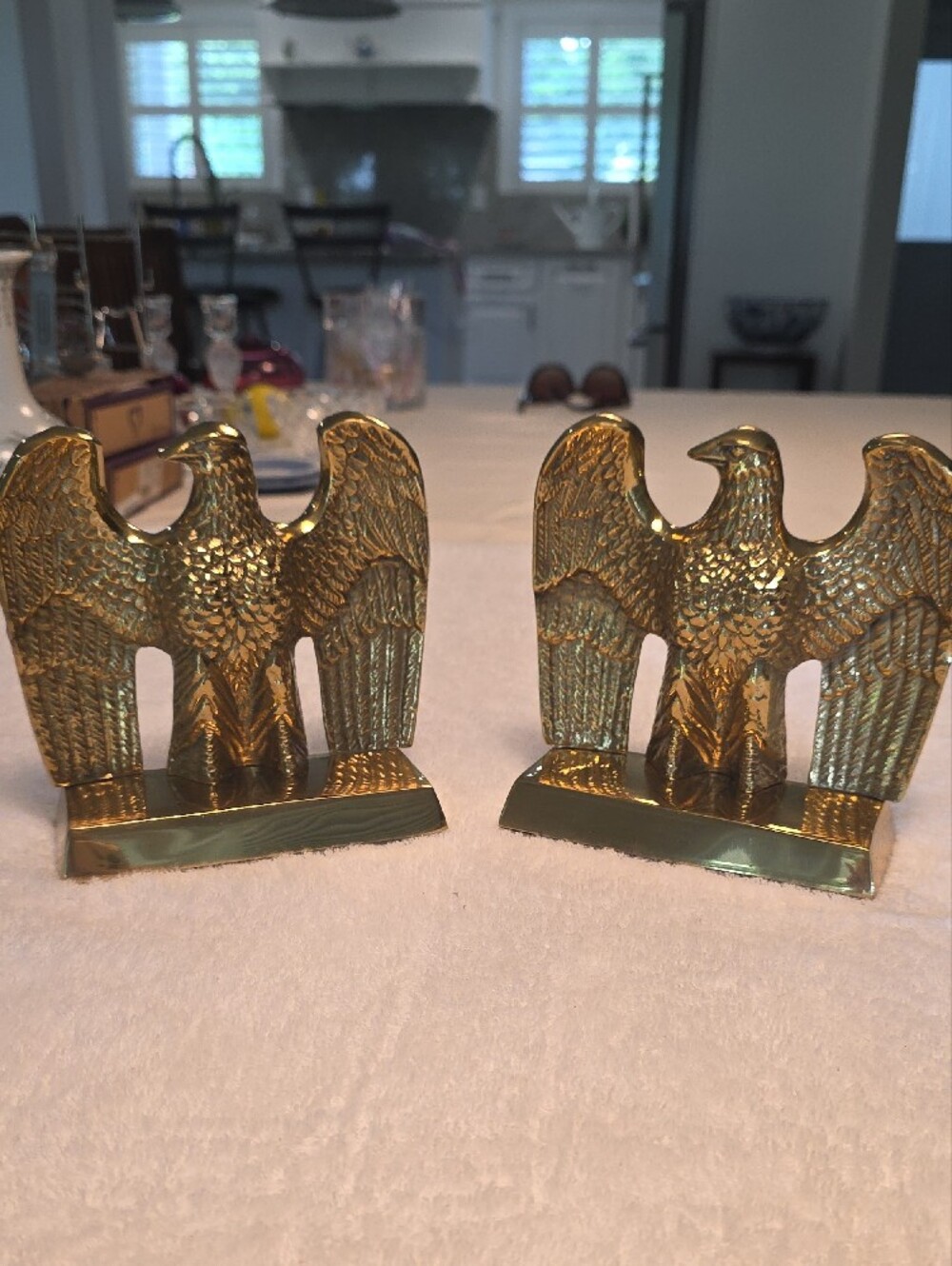 Solid Brass Eagle Bookends with Gold Finish